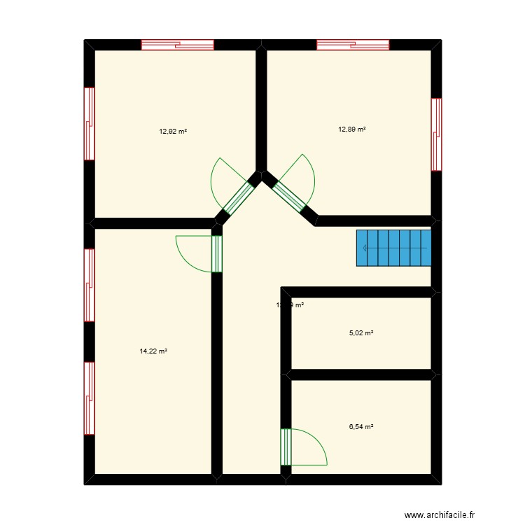ILAFY. Plan de 6 pièces et 64 m2