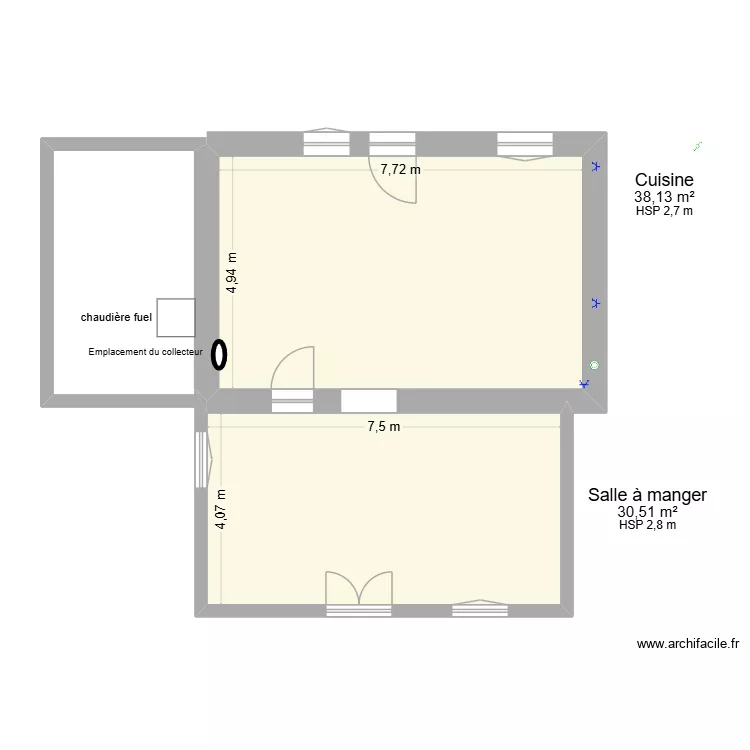 Les R&eacute;mouleurs Rdc plancher. Plan de 2  et 69 m²