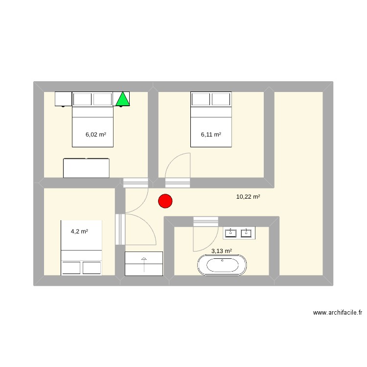 G.P Flash 2. Plan de 5 pièces et 30 m2