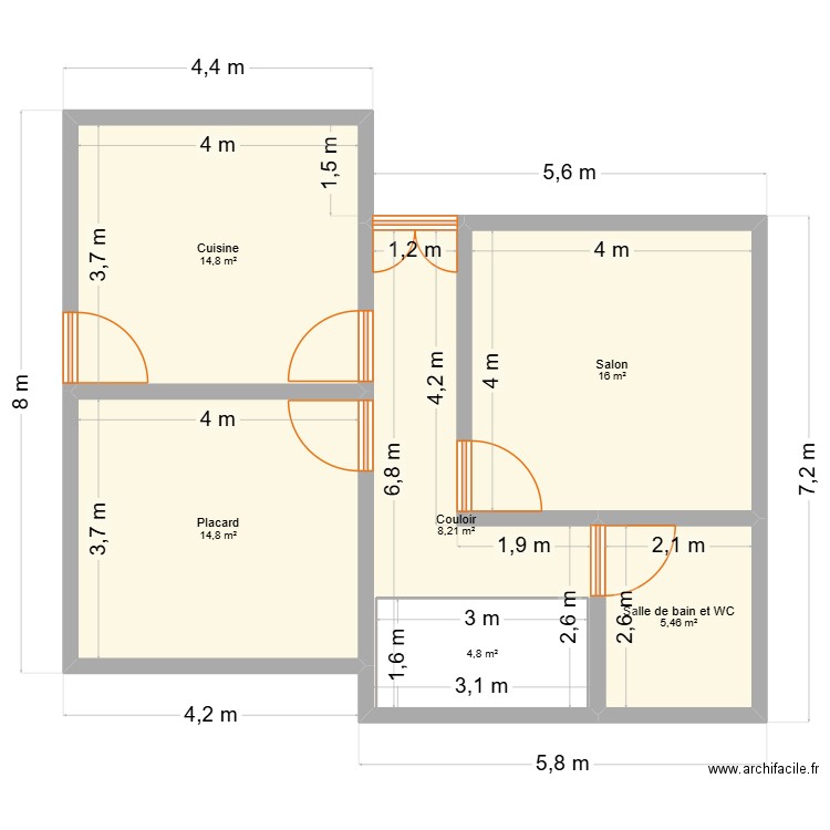 Ambohijanaka. Plan de 6 pièces et 69 m2