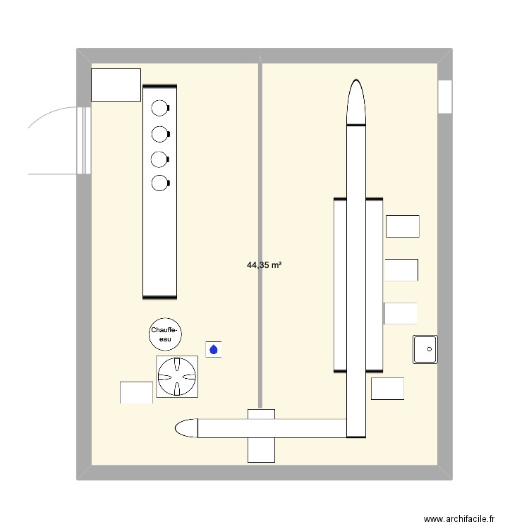 abat. Plan de 1 pièce et 44 m2