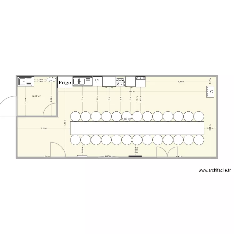Local. Plan de 2  et 57 m²