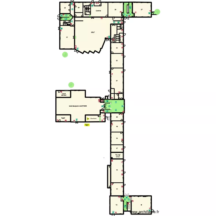 Plan RDC Fa&ccedil;ade EST. Plan de 
