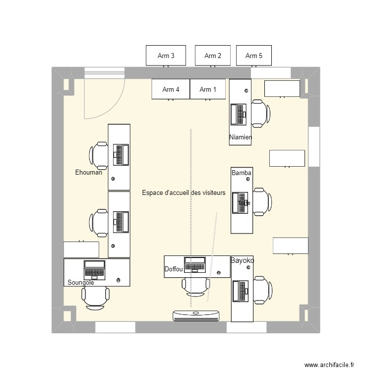 Plan 0 Bureau. Plan de 5 pièces et 29 m2