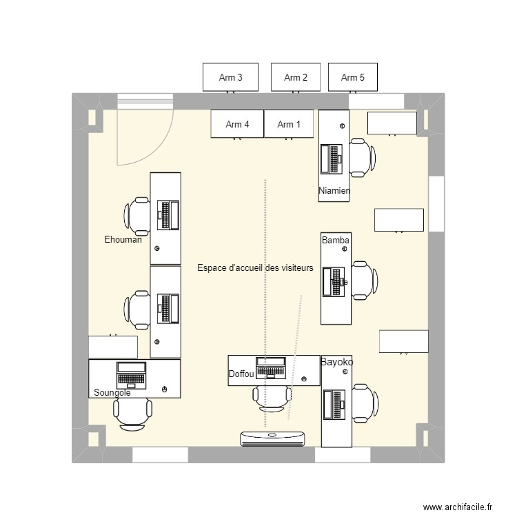 Plan 0 Bureau. Plan de 5 pièces et 29 m2