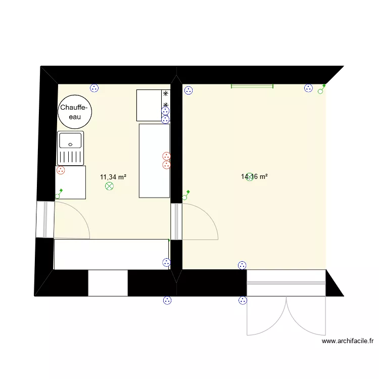 Nouvelle pi&egrave;ce bas. Plan de 