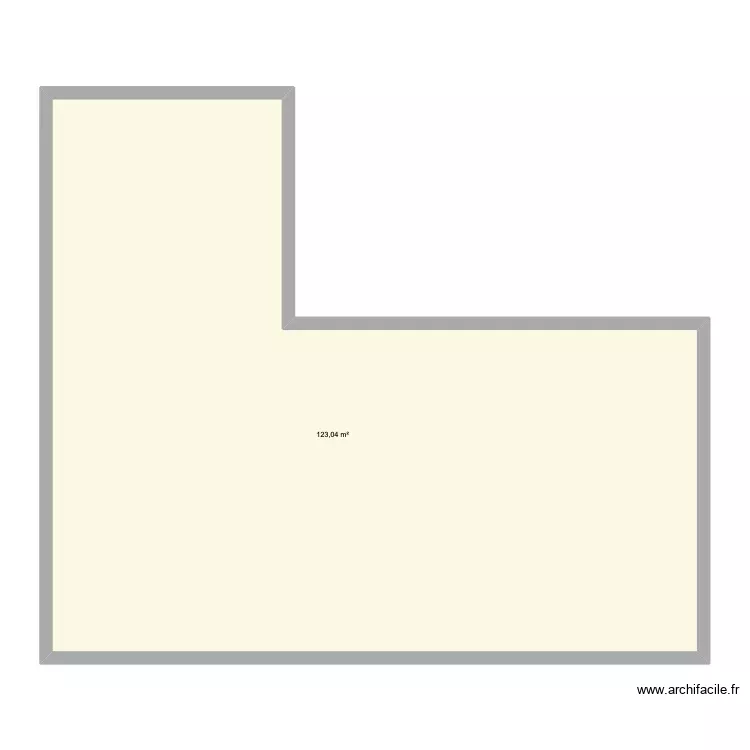 plan simple maison en L. Plan de 1 Pièce et 123 m²