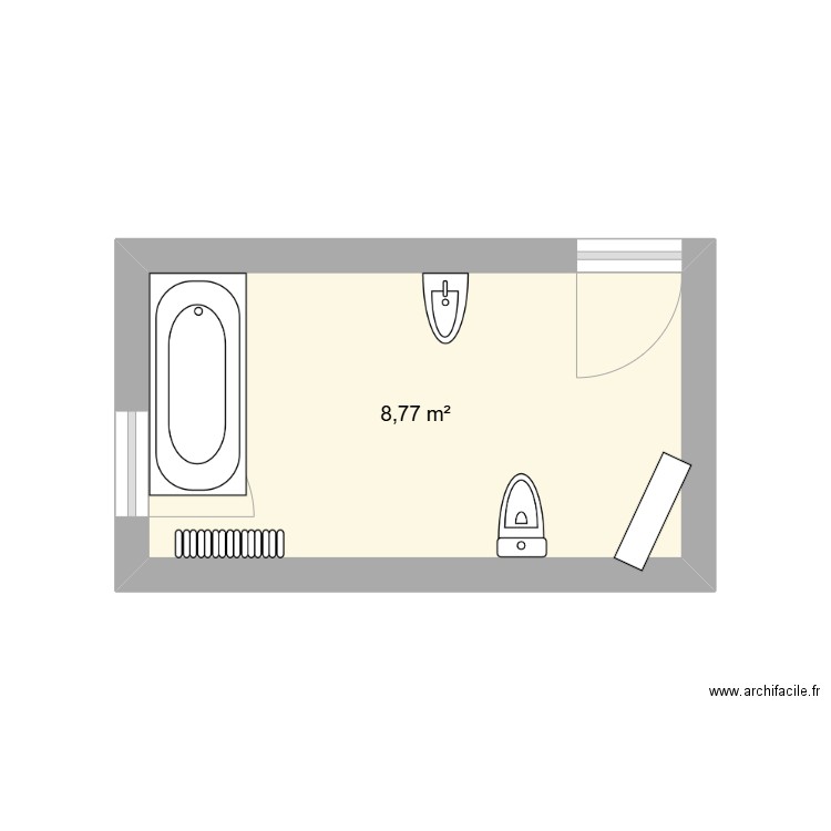 salle de bain 1er. Plan de 1 pièce et 9 m2