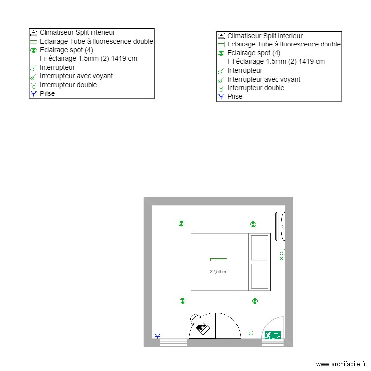 ert. Plan de 1 pièce et 23 m2