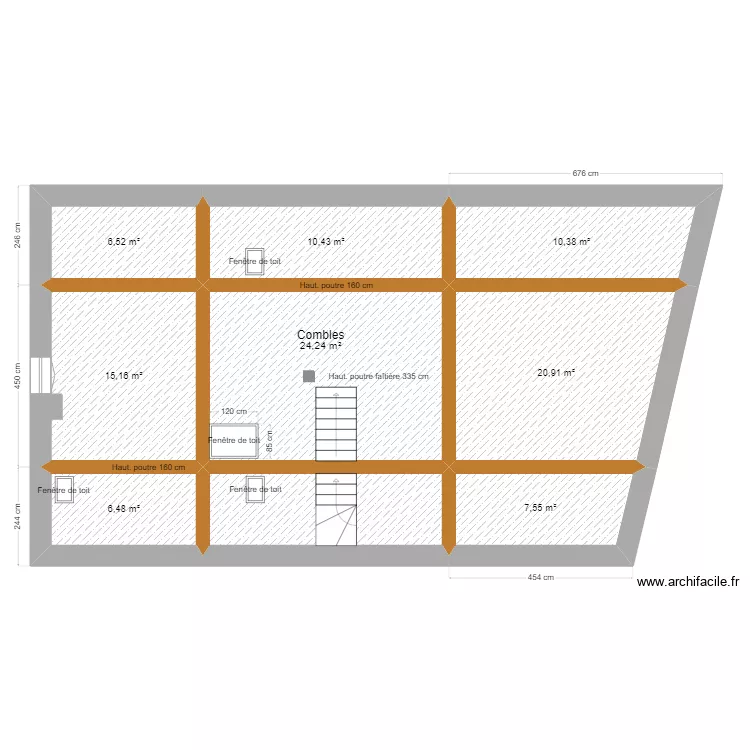 Combles (surfaces). Plan de 