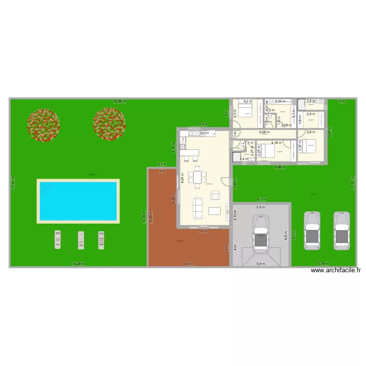 PLAN Gabin Syl Sandy V3. Plan de 15 Pièces et 607 m²