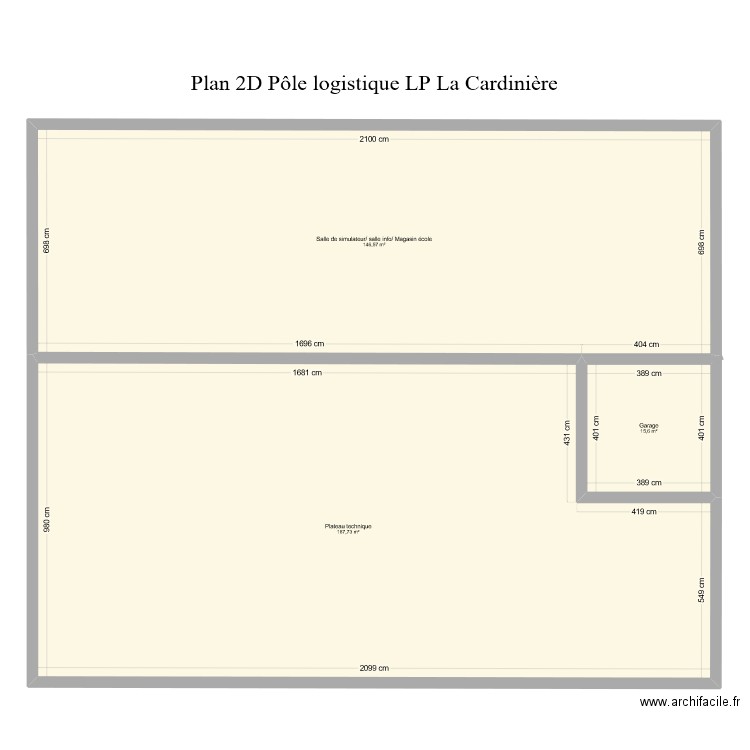 LP la Cardinière. Plan de 3 pièces et 350 m2