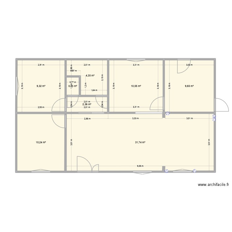 79 Camille. Plan de 8 pièces et 79 m2