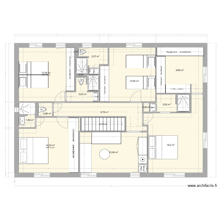 perols haut 13 04 1. Plan de 17 pièces et 101 m2