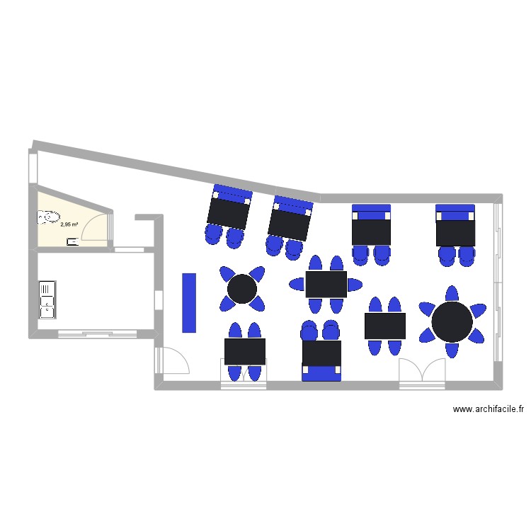 salle resto 1. Plan de 1 pièce et 3 m2