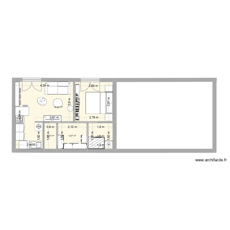 Appartement bas 1. Plan de 0 pièce et 0 m2