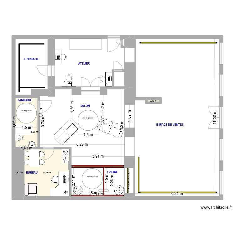 APRES travaux 2 juillet. Plan de 4 pièces et 19 m2