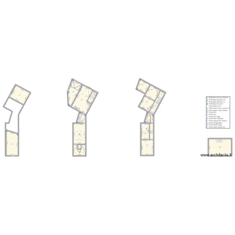 Général - Electricité. Plan de 18 pièces et 243 m2