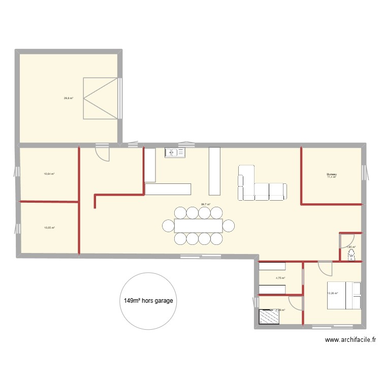 Plan RD Reyrieux. Plan de 9 pièces et 175 m2