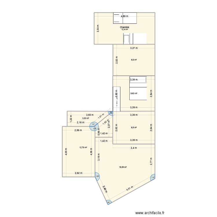 Appart Nath. Plan de 7 pièces et 75 m2