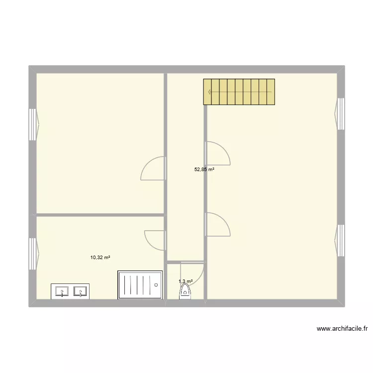 ETAGE 1. Plan de 3 pièces et 64 m²