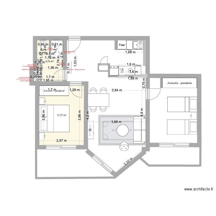 Ibiza Appart Cala de Bou. Plan de 1 pièce et 5 m2