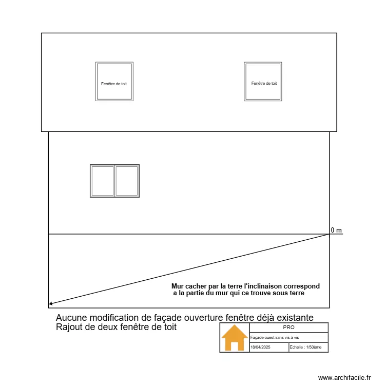 facade ouest. Plan de 