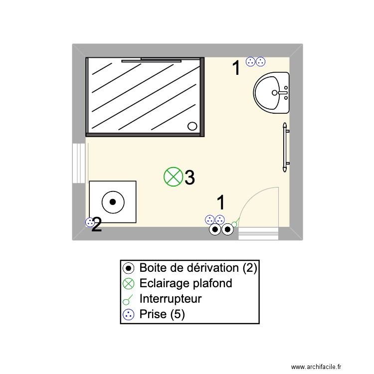 Salle de bain. Plan de 1 pièce et 14 m2