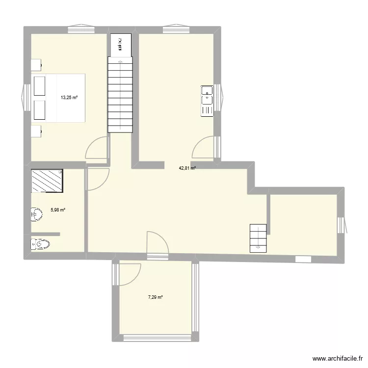 Chalet &eacute;tat id&eacute;es. Plan de 4  et 69 m²