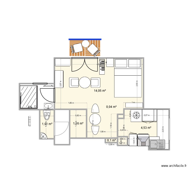 BENOIT. Plan de 6 pièces et 21 m2