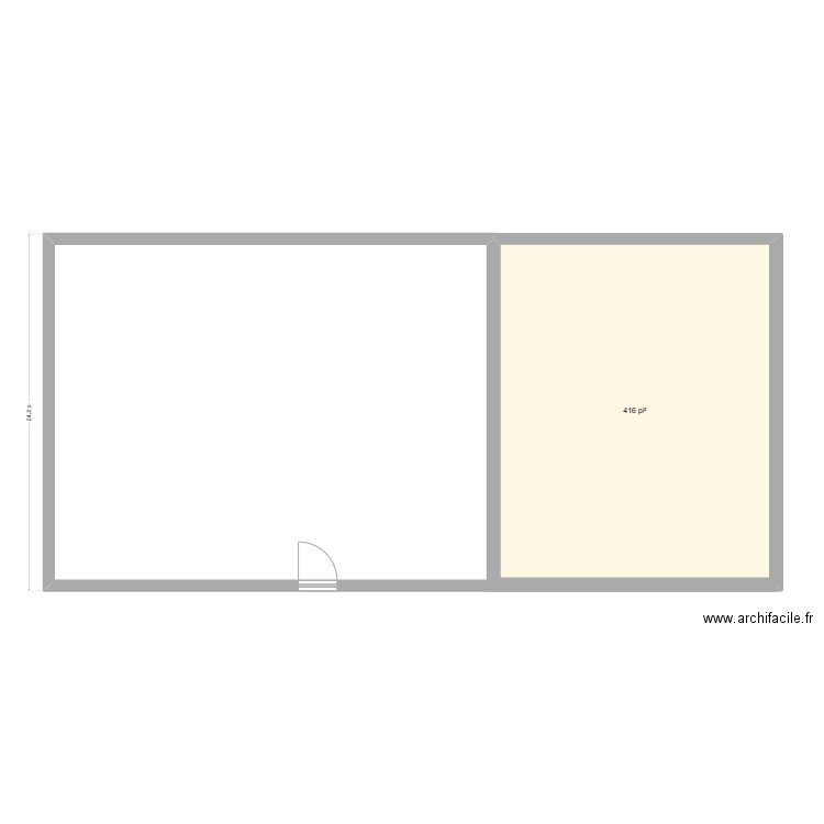 Kabinn. Plan de 1 pièce et 39 m2