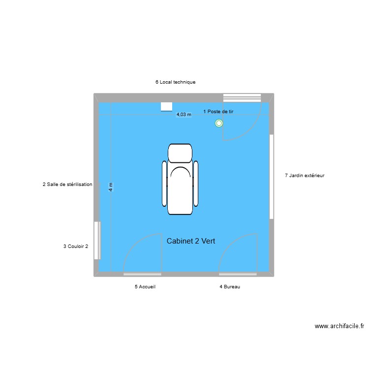 31292 Cabinet 2 Vert. Plan de 1 pièce et 16 m2