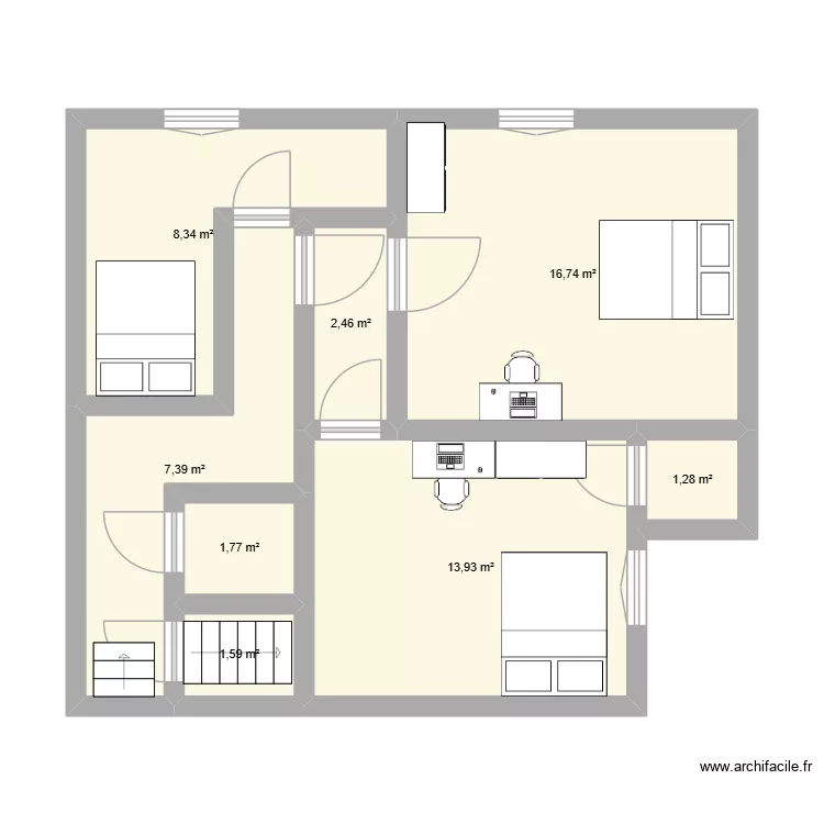 maison &eacute;tage. Plan de 8 pièces et 54 m²