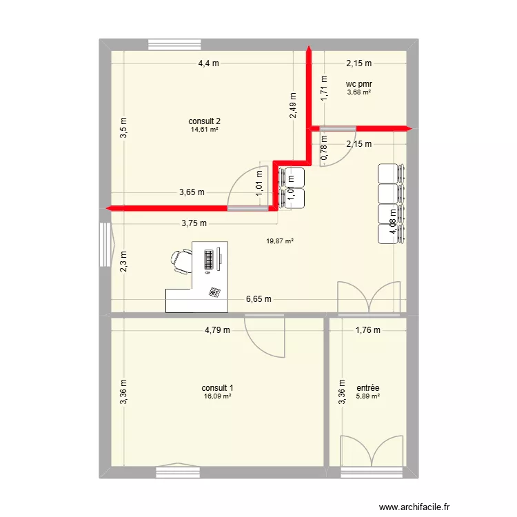 rQV3. Plan de 5  et 60 m²