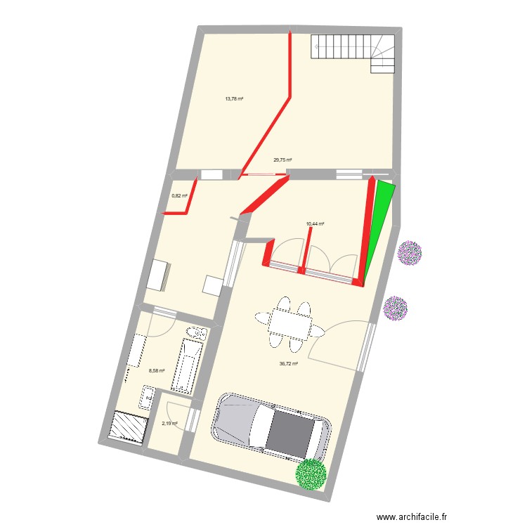Tours extension. Plan de 7 pièces et 102 m2