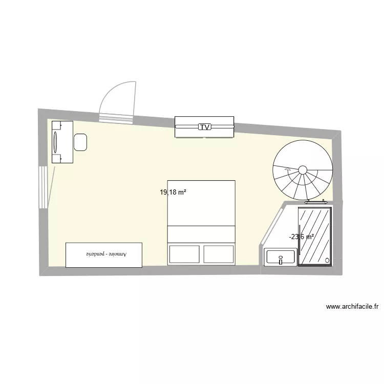 etage. Plan de 2  et 21 m²