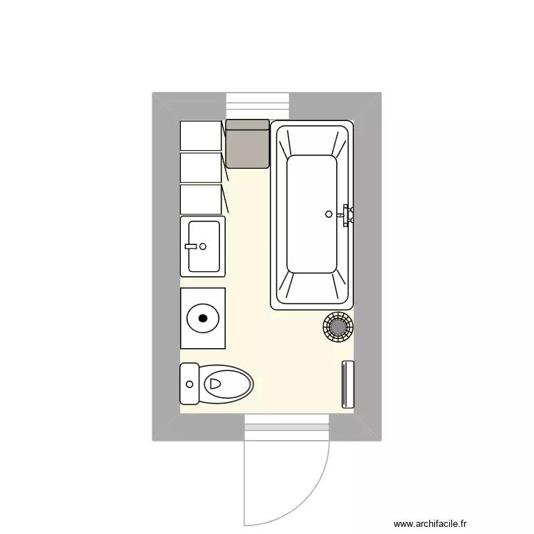 Sdb id&eacute;ale. Plan de 1 Pièce et 5 m²