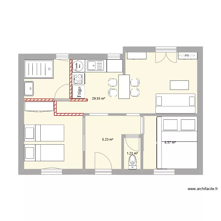 PAPOU 6. Plan de 4  et 43 m²