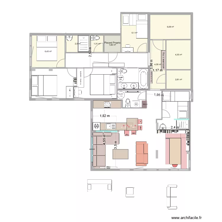 Val D\'isere Franck V1. Plan de 9 et 36 m² Val D\'isere Franck V1. Plan de 9 et 36 m²