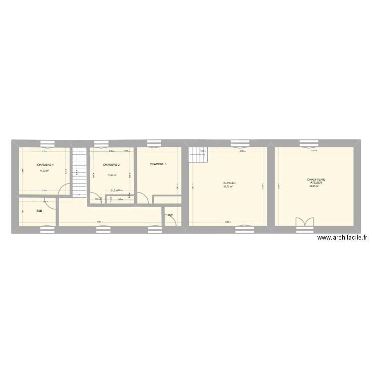 Cruguel Etage. Plan de 5 pièces et 127 m2