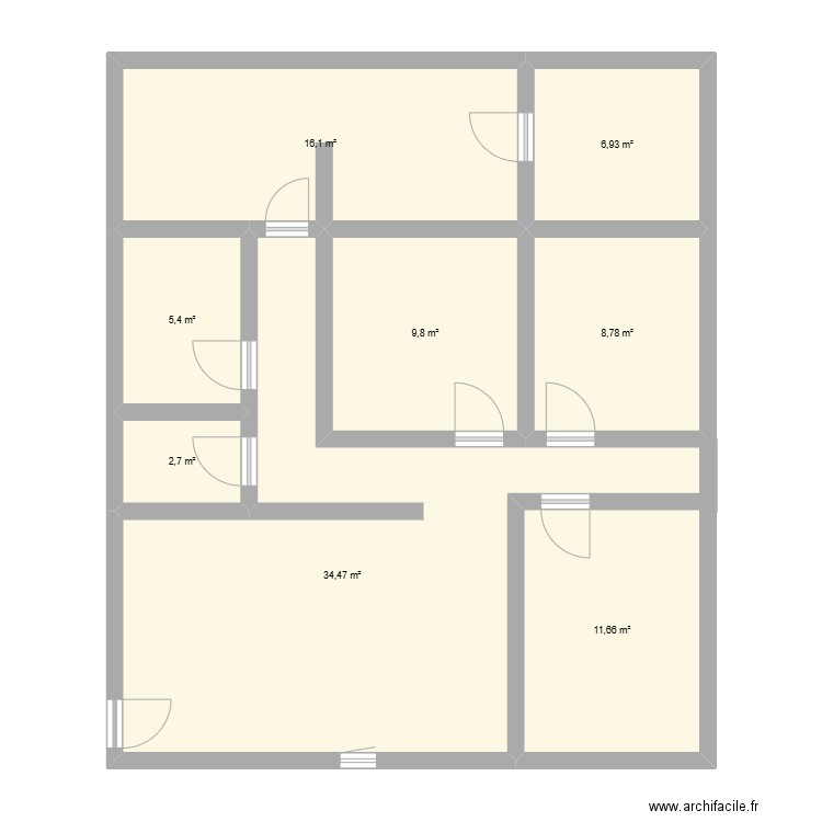 kouba. Plan de 8 pièces et 96 m2