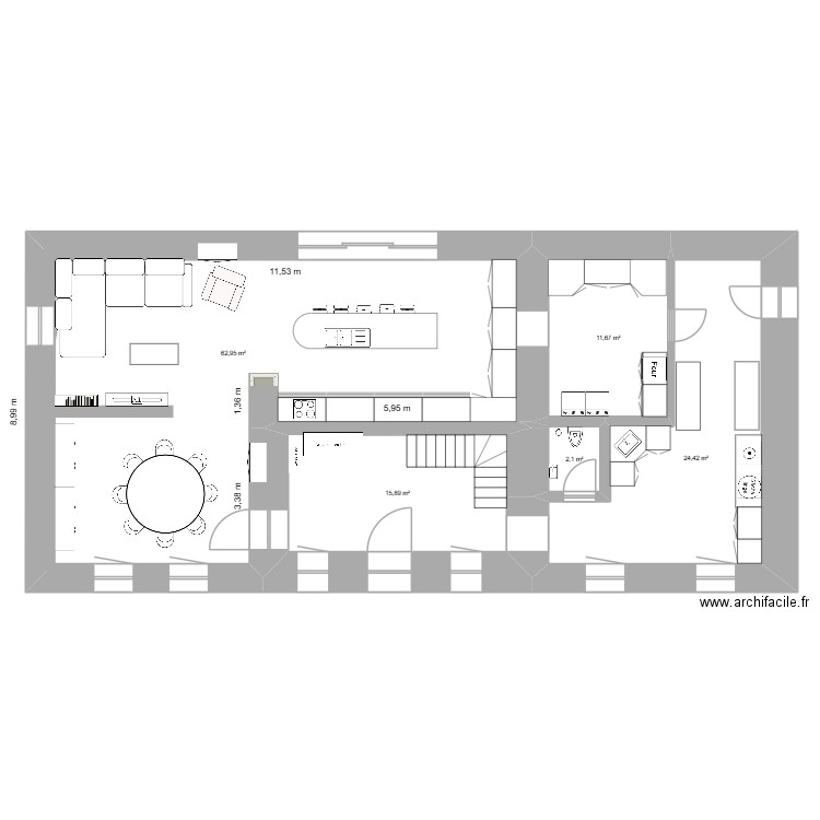 ré-de-chaussée 1. Plan de 11 pièces et 230 m2