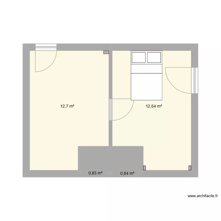 chambre du bas 02. Plan de 4  et 27 m²