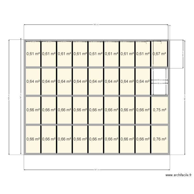 sol ALEX. Plan de 35 pièces et 23 m2