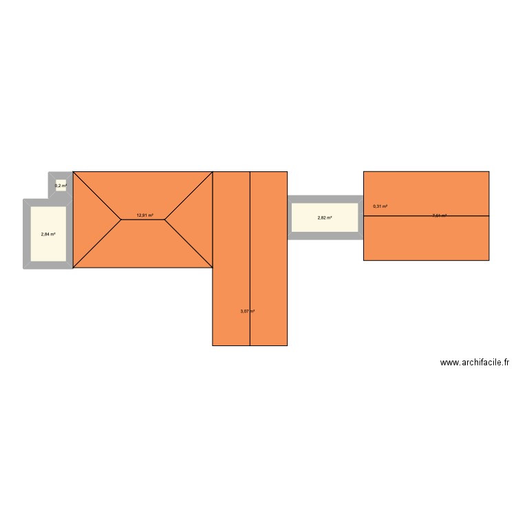 Case Marigot. Plan de 7 pièces et 30 m2