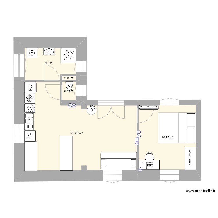 chatel maison 2. Plan de 5 pièces et 38 m2