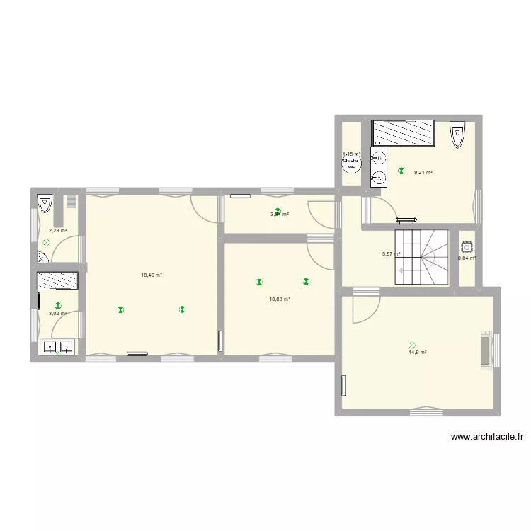 RDC. Plan de 9 et 70 m² RDC. Plan de 9 et 70 m²