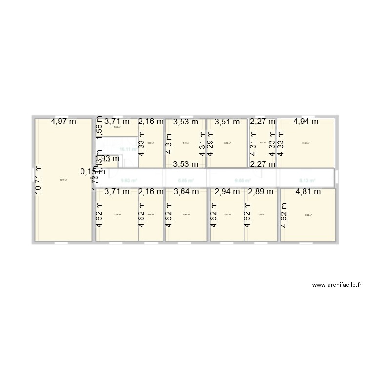 PLAN GM 2EME ETAGE. Plan de 15 pièces et 225 m2