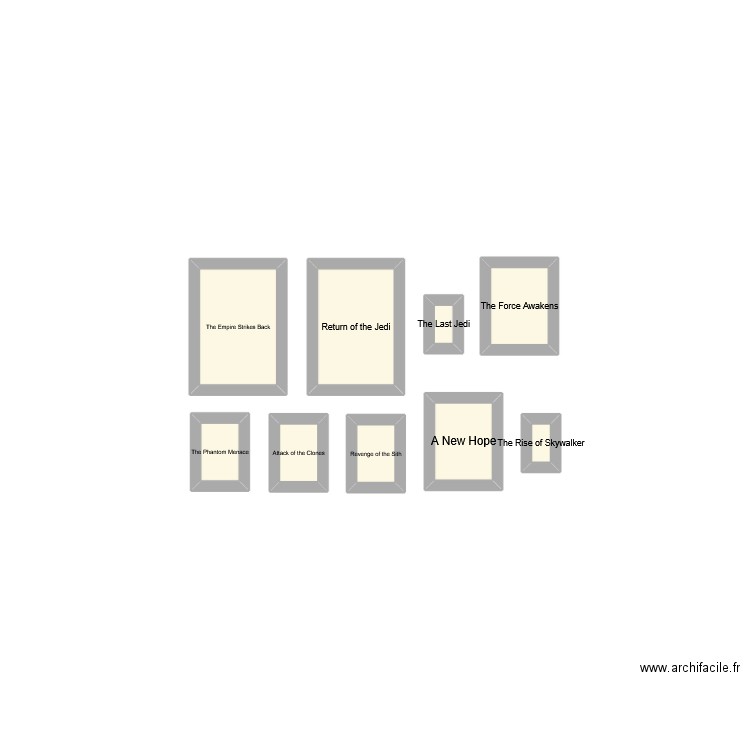 Tableau. Plan de 9 pièces et 1 m2