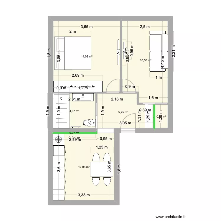 11 BRU.... IDEE 4. Plan de 7  et 47 m²